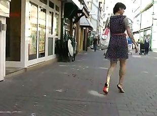 Window shopping in italian high heel sandals